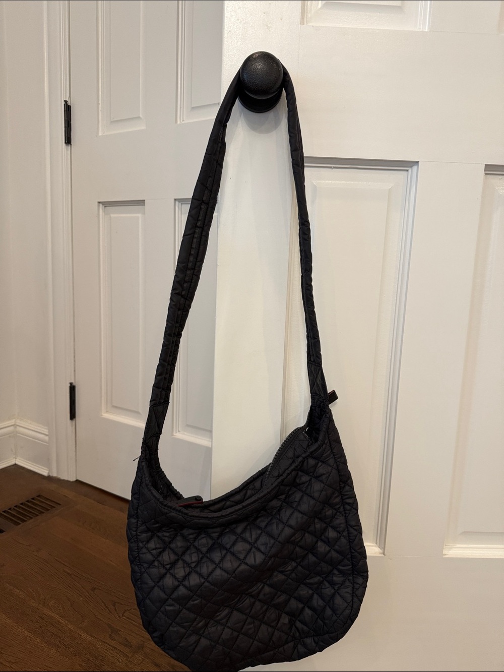 MZ Wallace Black Quilted Hobo Shoulder Bag with Padded Strap